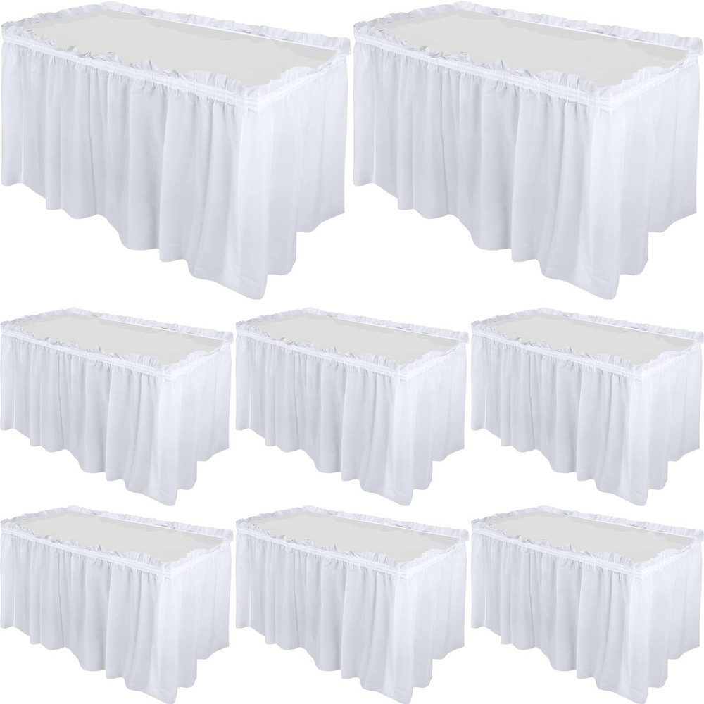 8 Pieces 29 In X 14 Ft Plastic Table Skirts For Rectangle Tables Disposable Plea