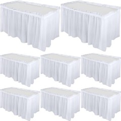 8 Pieces 29 In X 14 Ft Plastic Table Skirts For Rectangle Tables Disposable Plea