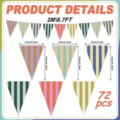 6 Pack Italian Summer Party Decorations Orange Green Stripe Pennant Summer Ba…