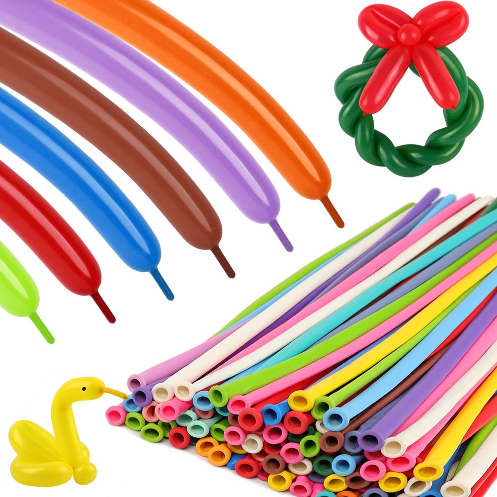 Multi 260 Balloons, 100Pcs Long Balloons for Building Balloon Arches, Skinny …