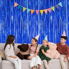 2 Pack Dark Blue Foil Curtain Backdrop Birthday Party 2 PCS Dark blue