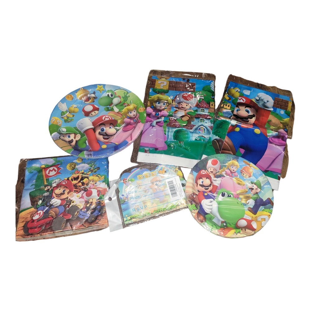 Super Mario Brothers Birthday Party Supplies With Invites Tablecloth Plates