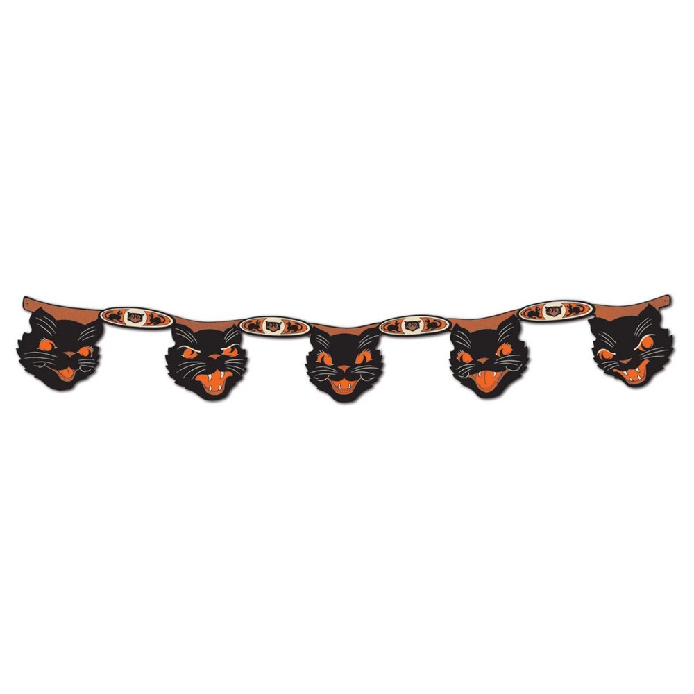 Beistle Vintage Jointed Black Cat Streamer – Party Decoration for Halloween