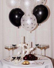 , Black + White Bow Latex Balloons – 24 pk, 12″ | Bachelorette Decorations, A…