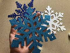 2Pack White and Blue Glitter Snowflake Banner Winter Wonderland Banner