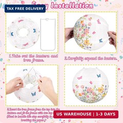 Renbuzhu 13PCS Spring Wildflower Party Decorations Hanging Paper Lanterns Pom Po