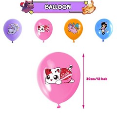 Aphmau Plushies Cat Theme Birthday Party Supplies Set Banner Balloon Cake Topper