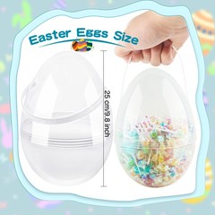 6 Pcs 10 Inch Transparent Easter Eggs with Handles Giant Clear Easter Egg Jum…