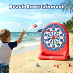 Kids Inflatable Dartboard Pool Toy, Fun Swimming Pool Soft Ball Toss Game, Ou…