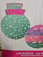 Barbie Decor Party Happy Birthday Dream Paper Lantern Set Of 3 Sz 9.5″ NEW