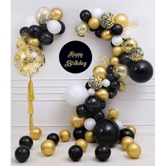 Black Gold Confetti Balloons 50 pack – 12 Inch Gold White and Black Confetti …