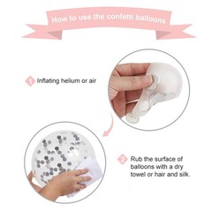 Silver Pink White Latex Balloons, 50 Pack 12 Inches Silver Confetti Party Bal…