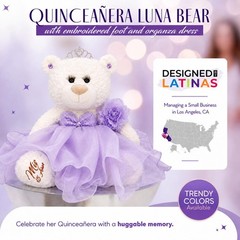 Large 20” Quinceañera Teddy Bear Centerpiece – Elegant Dress, Oversized Keeps…
