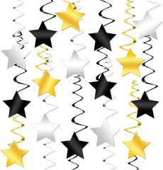 KatchOn, Black Gold and Silver Star Hanging Swirls- Pack of 30, No DIY | Star…