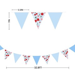 32Ft Blue Gingham Cheery Pennant Banner Fabric Triangle Flag Garland Streamer…