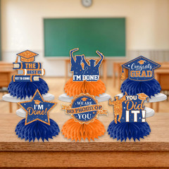 12Pcs Graduation Table Decorations,Orange and Blue Graduation Decorations Gradua