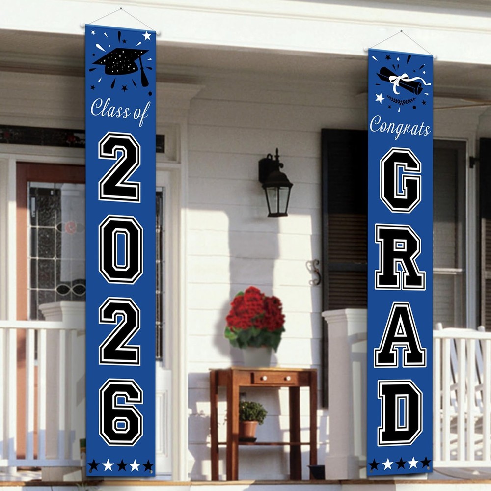 DAZONGE 2026 Graduation Decorations Blue, Congrats Grad Porch Banner for Any …