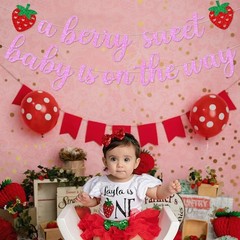 Strawberry Baby Shower Decorations a Berry 5 inches x 10 inches, Pink-01