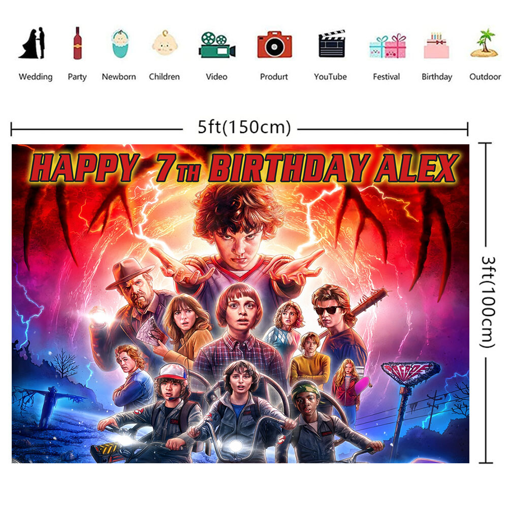 Stranger Things Personalised Custom Banner Backdrop Party Supplies Birthday Gift
