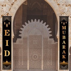 Home Decor Reusable Door Banner Eid Mubarak Indoor Outdoor Backdrop Flag Front