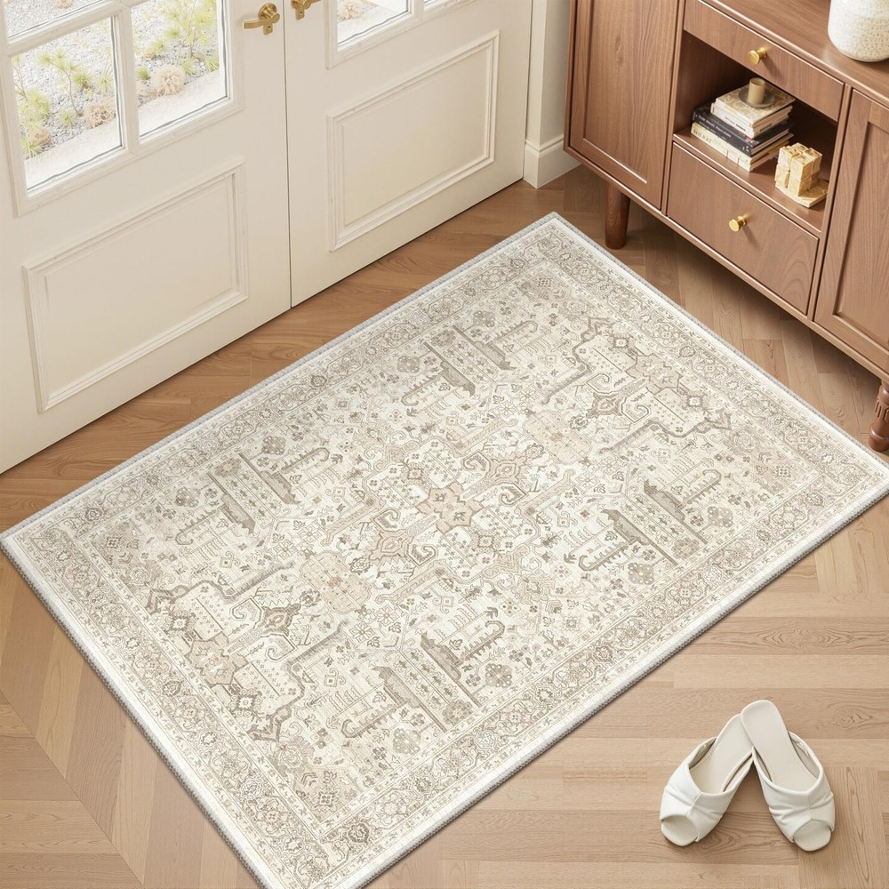 Washable 2×3 Entryway Area Rug – Small Non Slip Vintage Kitchen Runner Rugs I…