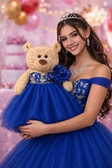 Large 20” Quinceañera Teddy Bear Centerpiece – Elegant Dress, Oversized Keeps…