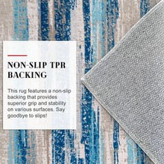 Modern Abstract Bedroom 2′ x 7′ (Runner), Blue Aqua/Beige Taupe Multi