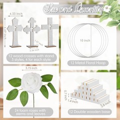 Wesiti 48 Pcs Baptism Centerpiece First Communion Table Decoration 12 Wood