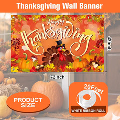 Large Happy Thanksgiving Banner Decorations – 72×44 Inch Thanksgiving Sign Outdo