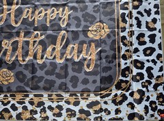 Leopard Print Happy Birthday Banner Backdrop ~71″ x 47″ New Black & Gold Party.