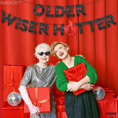 Glitter Older Wiser Hotter Birthday Decorations – No DIY, 10 Feet | Older Wiser
