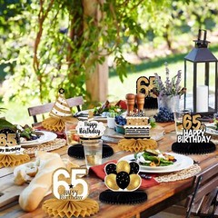 Happy 65th Birthday Table Honeycomb Centerpieces Party Decorations Gift Sign