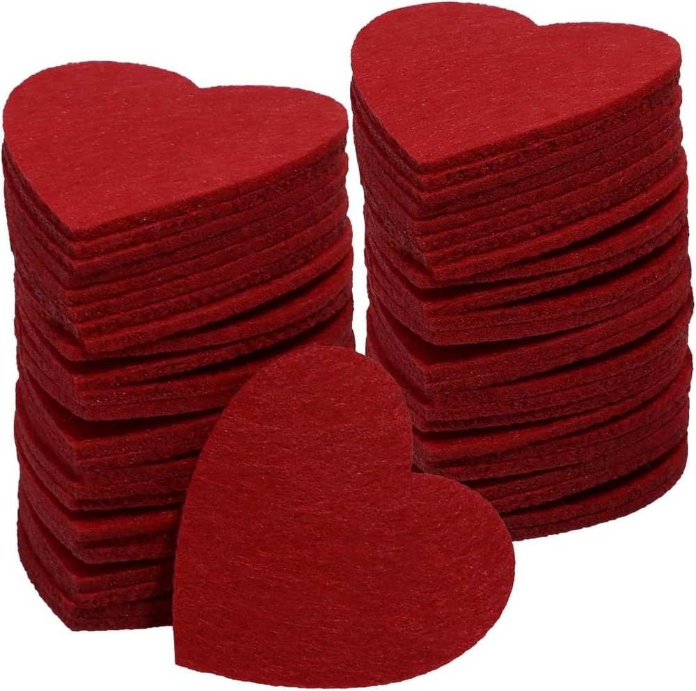 50PCS (Red, 50mm) Felt Hearts Cutout for Valentine’s Day Wedding Decoration Scr