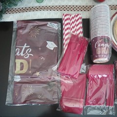 193 Piece Congrats Grad Maroon And Gold Party Set. Brand New And Ships Free!