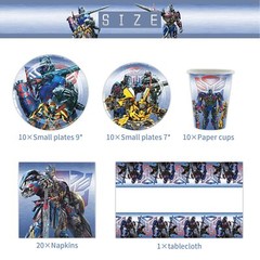 Transformers Party Supplies Set Plates Cups Tablecloth Napkins Birthday Decor
