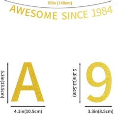 Awesome Since 1983 Banner Pre-strung Happy 40th Birthday Banner Gold Glittery…