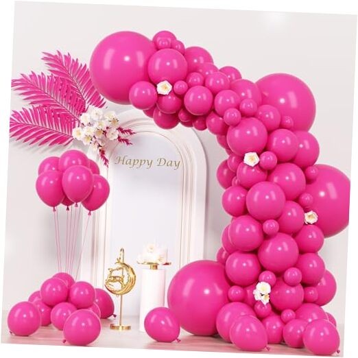 130pcs Hot Pink Balloons Different Sizes 5/10/12/18 inch – 130pcs 09 Hot Pink