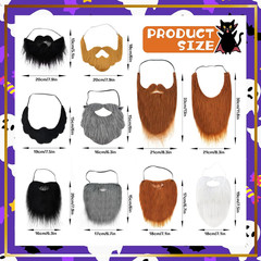 Fake Beards,Funny False Mustaches,Costume Beard Halloween for Adults and Kids
