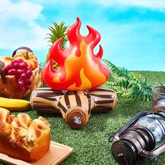 4 Pcs Inflatable Fake Campfire Camping Bonfire Props Party for Indoor Camping