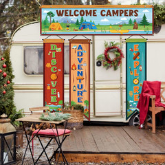 4 Pcs Camping Themed Party Decorations Welcome Campers Door Banner Camping Porch