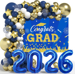 Graduation Decorations Class of 2026: Pink and Gold Graduation Balloons Arch Kit