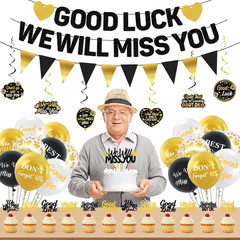 Farewell Party Decorations, We Will Miss You Banner Cake Topper Balloons Hanging