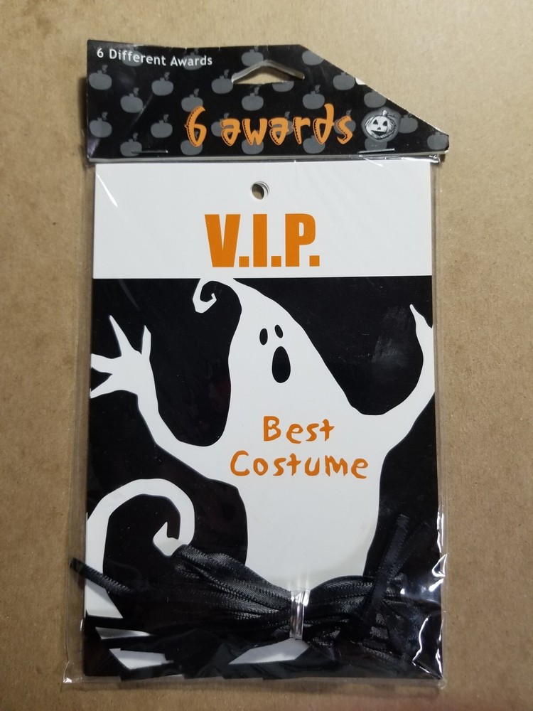 Halloween Costume Awards VIP 6 Count Pack New Paper with Hanging Ribbon Ghost