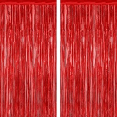Easy Installation Red Tinsel Backdrop – Perfect 3.28 FT x 7.05 FT Party Curtains