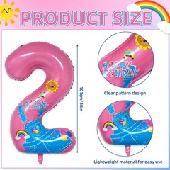 English Teacher Birthday Decorations 40» Pink Rainbow Number 2 Balloon for 2…
