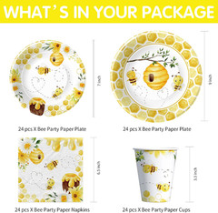 Bee Baby Shower Decorations Tableware – Bee Birthday Party Supplies, Paper Plate