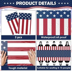 Disposable Patriotic Plastic Tablecloths – 2 Pack, 54» x 108» for Easy Cleanup