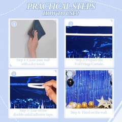 Reusable Royal Blue Foil Tinsel Backdrop – 3.3×8.2 FT for Parties & Celebrations