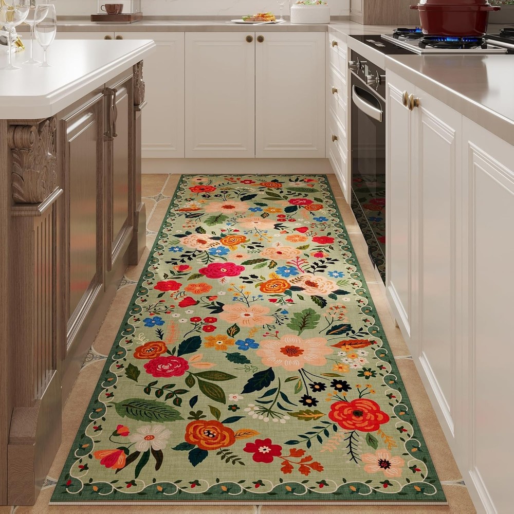 Rugcomf Runner Rug for Hallways 2'7 x 8' (Rectangular), Green
