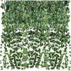 7ft Artificial Green Ivy Vines 12pcs Pack for Garden Home Wall Pipe Decoration